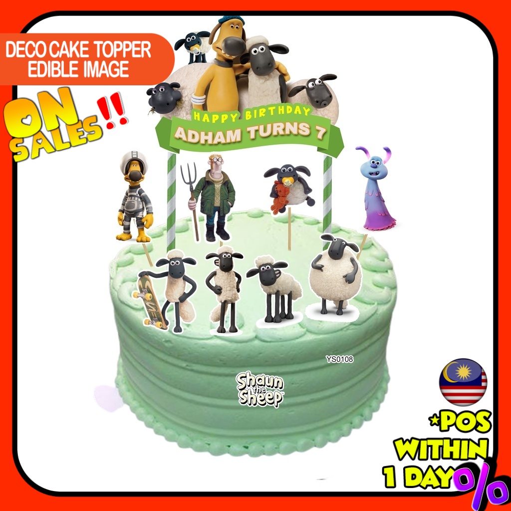 [CUSTOM NAME] Happy Birthday Cake Topper A Shaun The Sheep Decoration ...