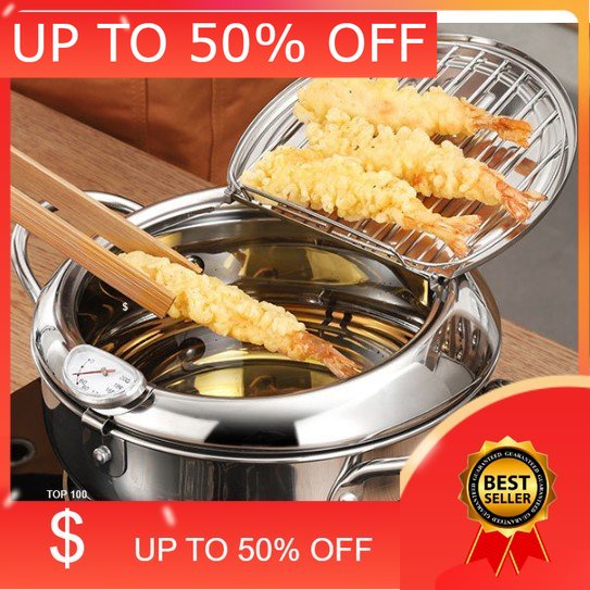 🎁KL STORE✨  Japan Style Deep Frying Pot With Thermometer Temperature Control I