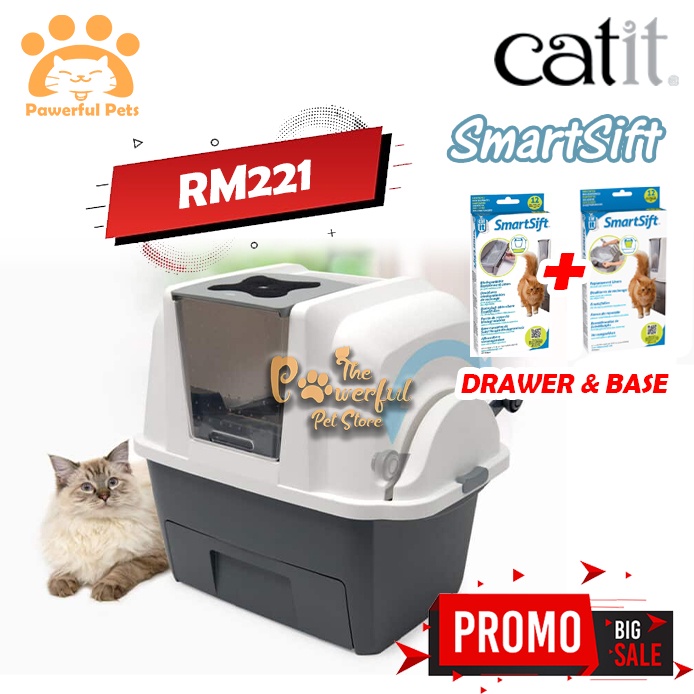 [PROMO] Catit Smartsift Smart Sift Hooded Cat Litter Box Toilet Pan Litter Tray No Scoop Litter