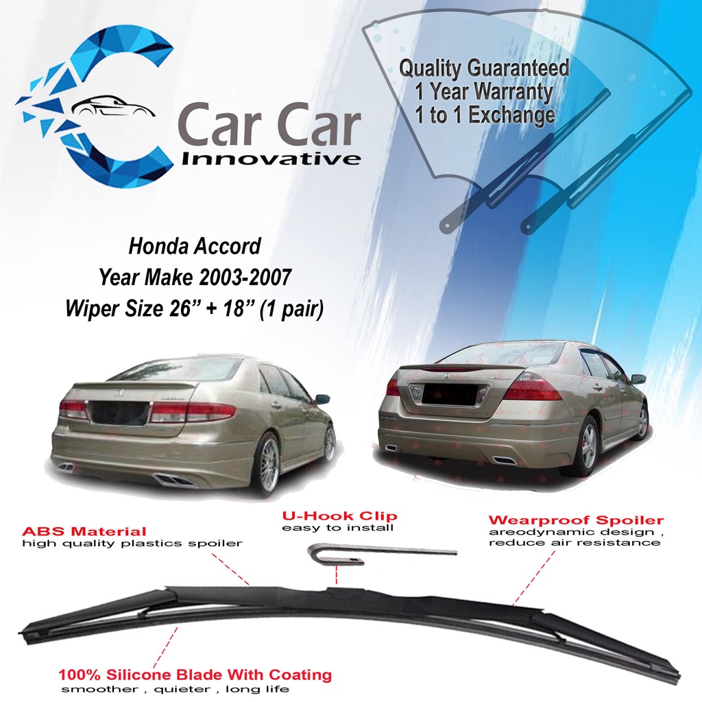 2007 Honda Accord Wiper Blade Size