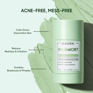 SKINTIFIC Mugwort Acne Clay Mask Stick (40g) | Shopee Malaysia