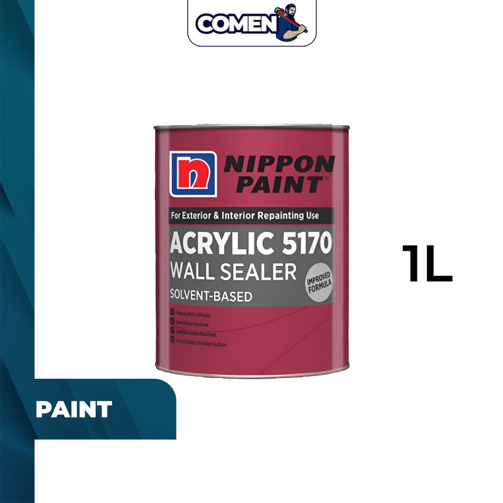 NIPPON PAINT Acrylic 5170 Wall Sealer 1 Liter Interior & Exterior Damp