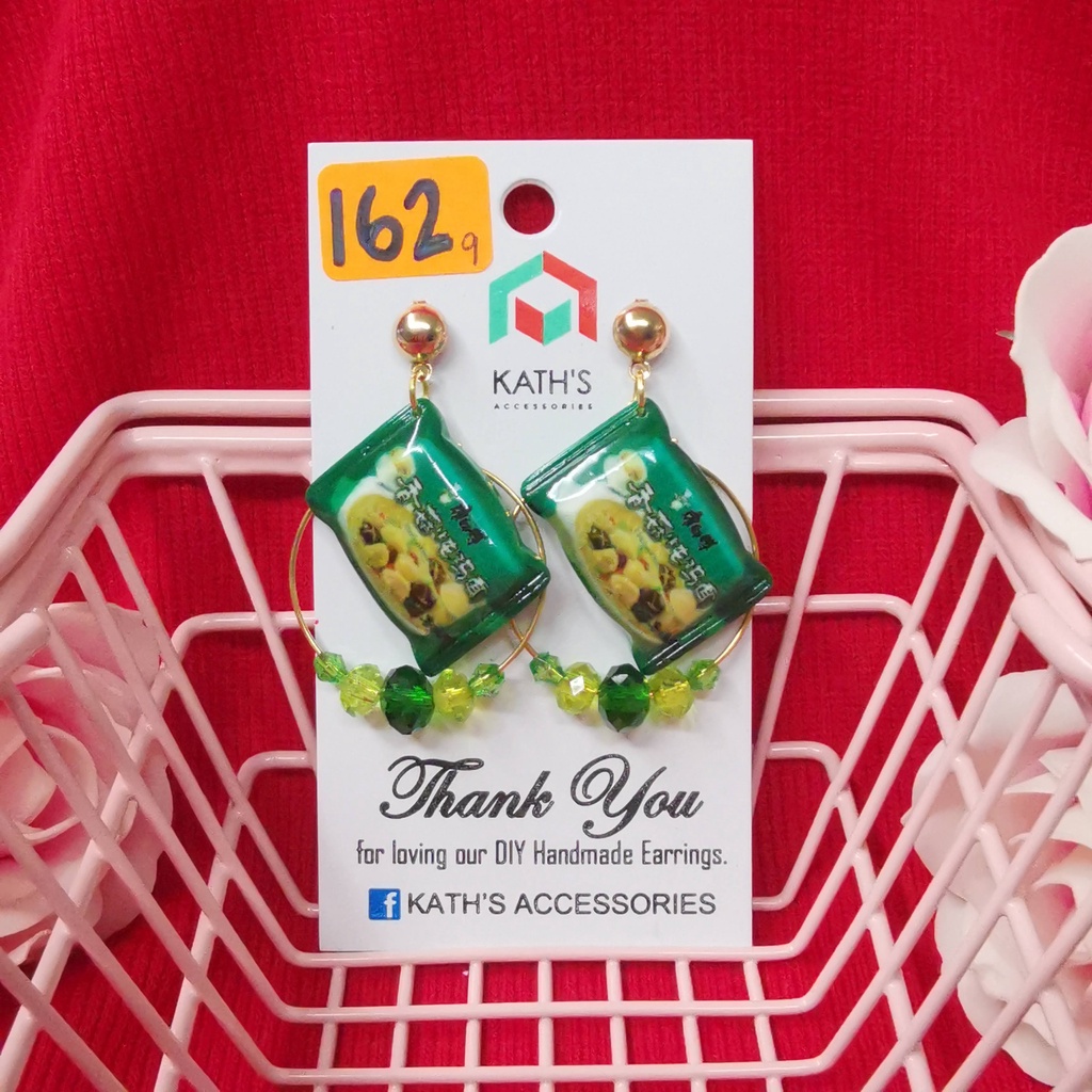 [KATH'S ACCESSORIES] HANDMADE EARRING CUTE RAMEN GREEN PINK EARRING CUTE MINIATURE EARRINGS MAGGIE FASHION KOREAN UNIQUE