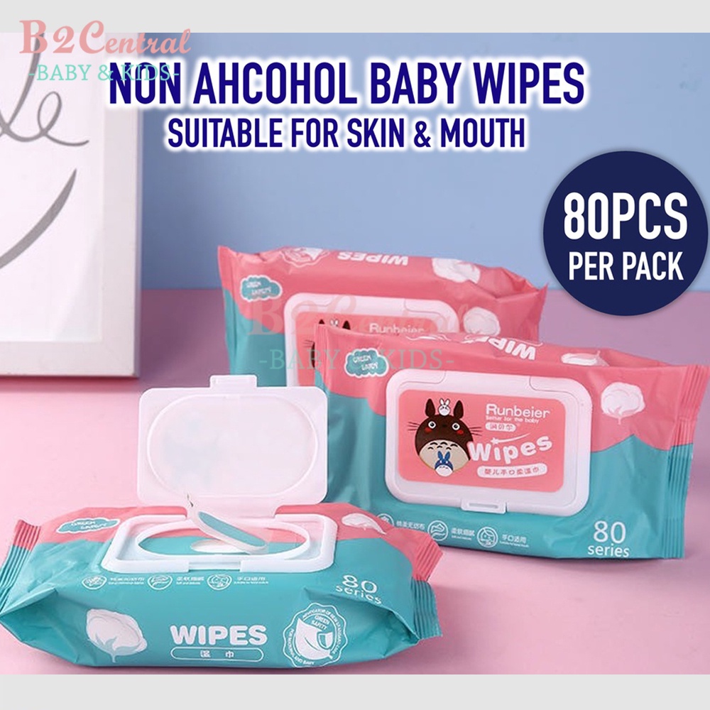 80PCS AND 10PCS NON ALCOHOL BABY WIPES / BABY WET TISSUE ANTI BACTERIAL WET TISSUE / TISU BASAH BAYI / TISSUE BASAH