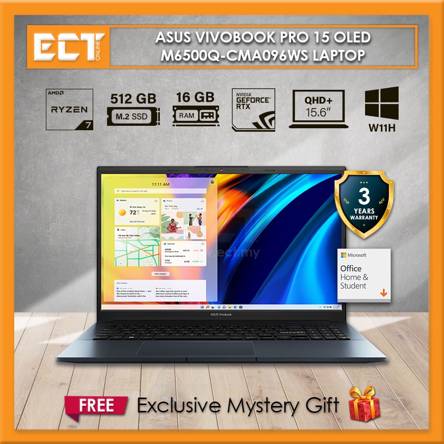 Asus VivoBook Pro 15 OLED M6500Q-CMA096WS Laptop (R7-5800H 4.40GHz ...