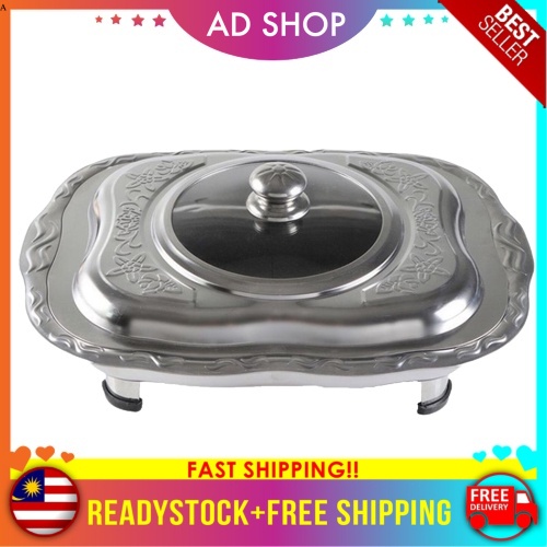 [AD SHOP] 40x30 Wave Embossed Stainless Steel Buffet Set Catering Serving Tray Bekas Lauk Katering Serbaguna Food Warmer