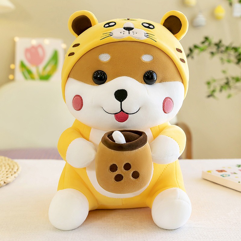 FREE GIFT  Husky Bubble Tea Plush Cutie Dog Anak Patung Boba Plushie Soft Toys 