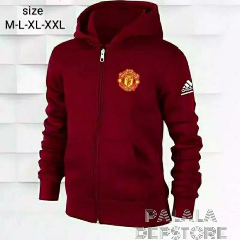 Jacket HOODIE zipper dsitro BOLA MU MAN UNITED-Ball Jacket MANCHESTER UNITED-Polo HOODIE Jacket