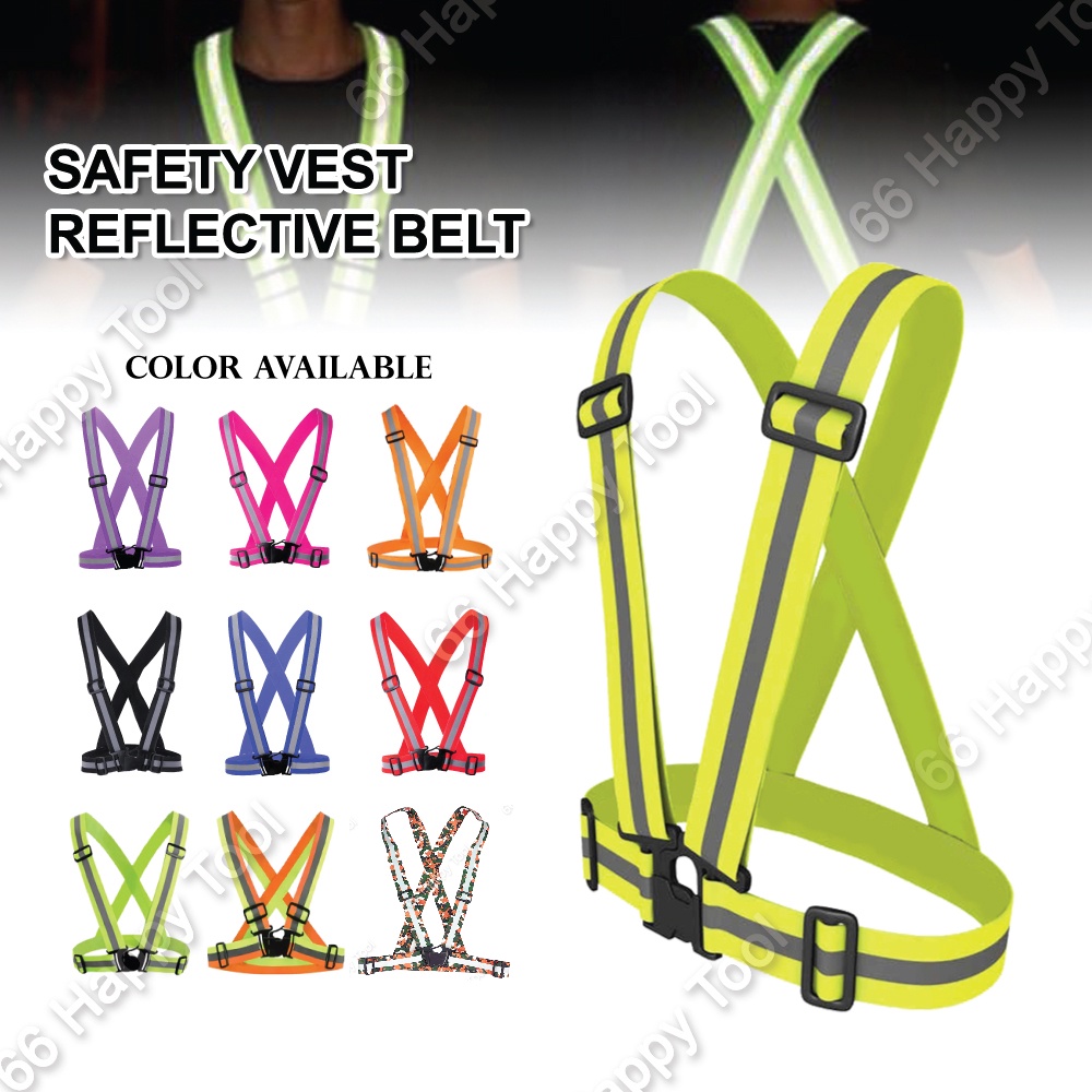 Safety Vest Reflective Belt with Grey Straps Coat Elastic Belt Fabric Reflecting High Visibility Jaket Keselamatan