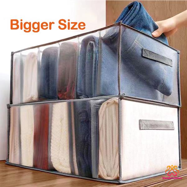 6/7/9/11 Grids Underwear Tudung Clothes Organiser Box Stackable Wardrobe Drawer Organizer Jeans Pants Socks Storage Box