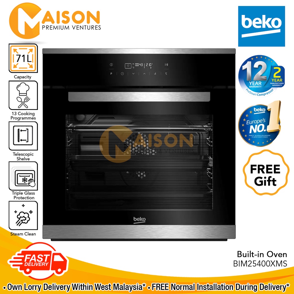 [CNY Sales] Beko Built in Oven 71Litres BIM25400XMS (Made in Europe