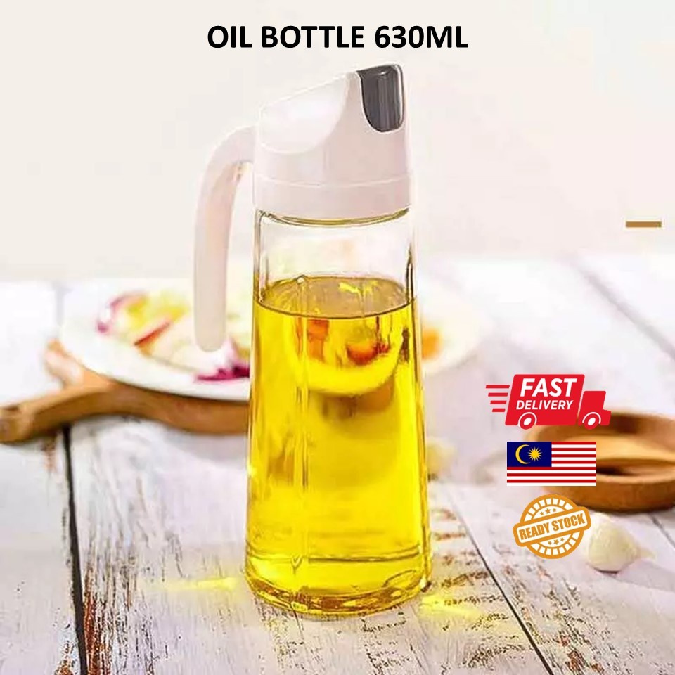 Kitchen Oil Dispenser Oil Bottle Container with Auto Flip Cap 630ml with Handle NonSlip