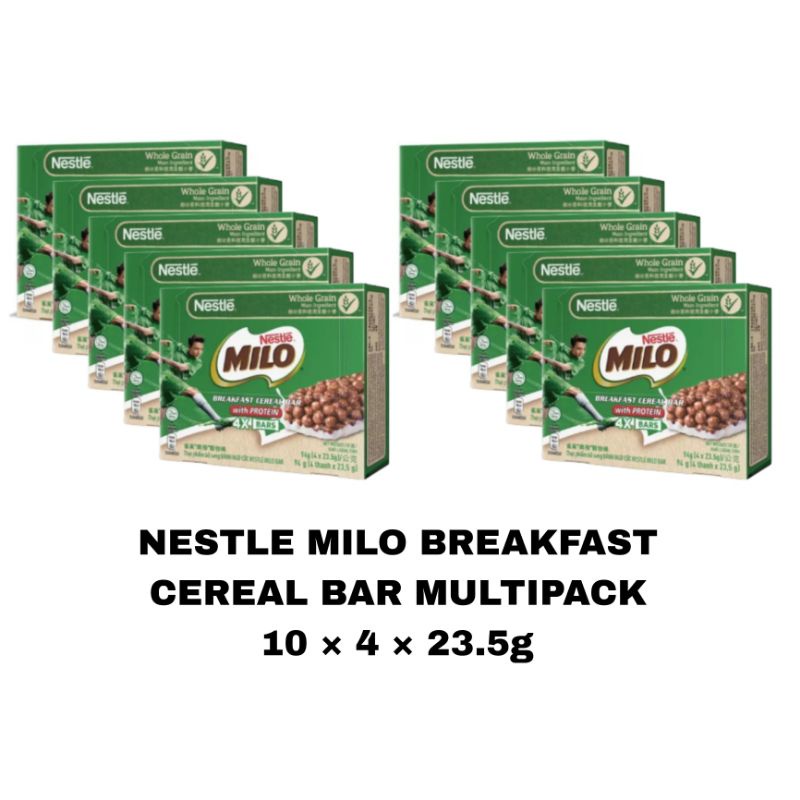 [10 BOXES = 40 BARS] NESTLE MILO BREAKFAST CEREAL BAR 10×4×23.5g