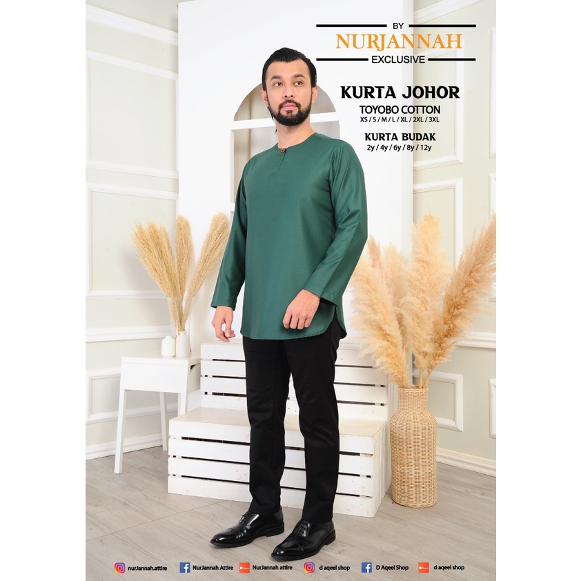 KURTA JOHOR TELUK BELANGA EMERALD GREEN SIZE BABY SEHINGGA DEWASA 5XL