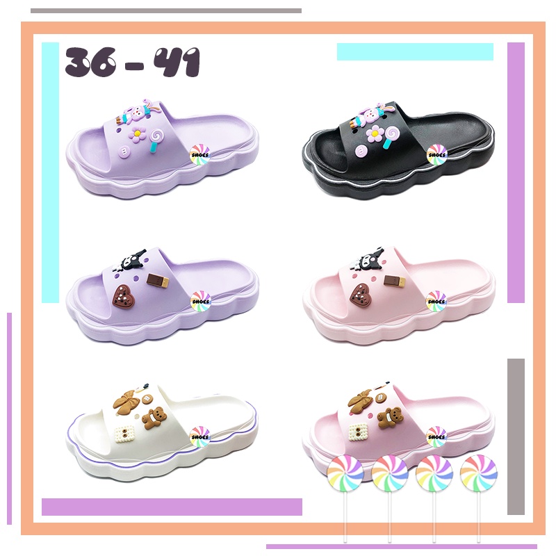 CSMY ➜ Women's Bear Cartoon Slides | Rabbit Shoes Purple Stella Penguin Badtz Sandals Slippers | Kasut Rumah Perempuan