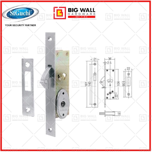 ST GUCHI SGML 1684 SINGLE MORTISE HOOK LOCK / H1684 SIRIM DOOR LOCK BIG WALL HARDWARE