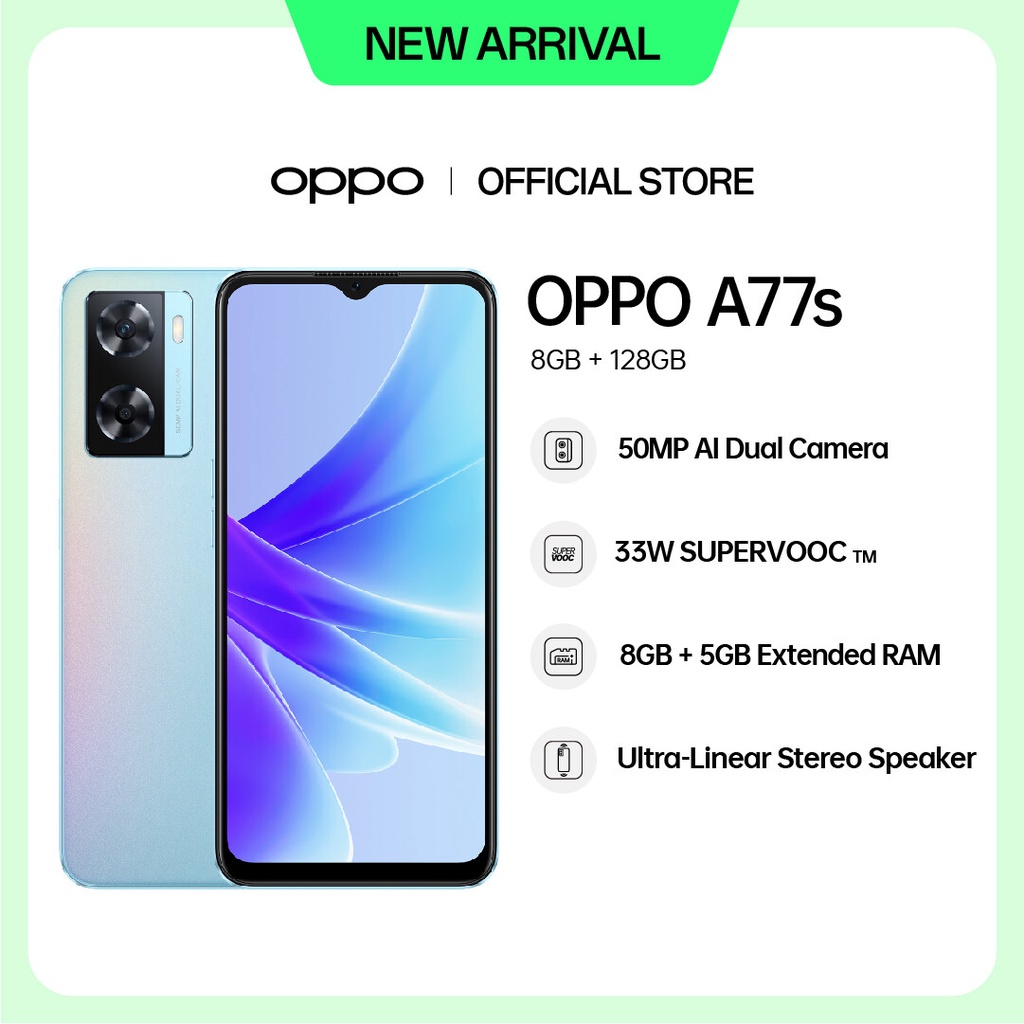 New Oppo A77s(8+128GB)Stereo Speaker 50MP AI DUAL CAM 5000mAh Battery ...