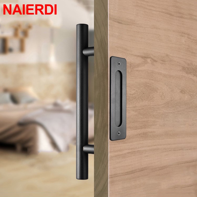 NAIERDI Pull Flush Recessed Wood Door Handle Sliding Barn Door Pull 12" Interior Large Rustic Two-Side Design Door Furniture
