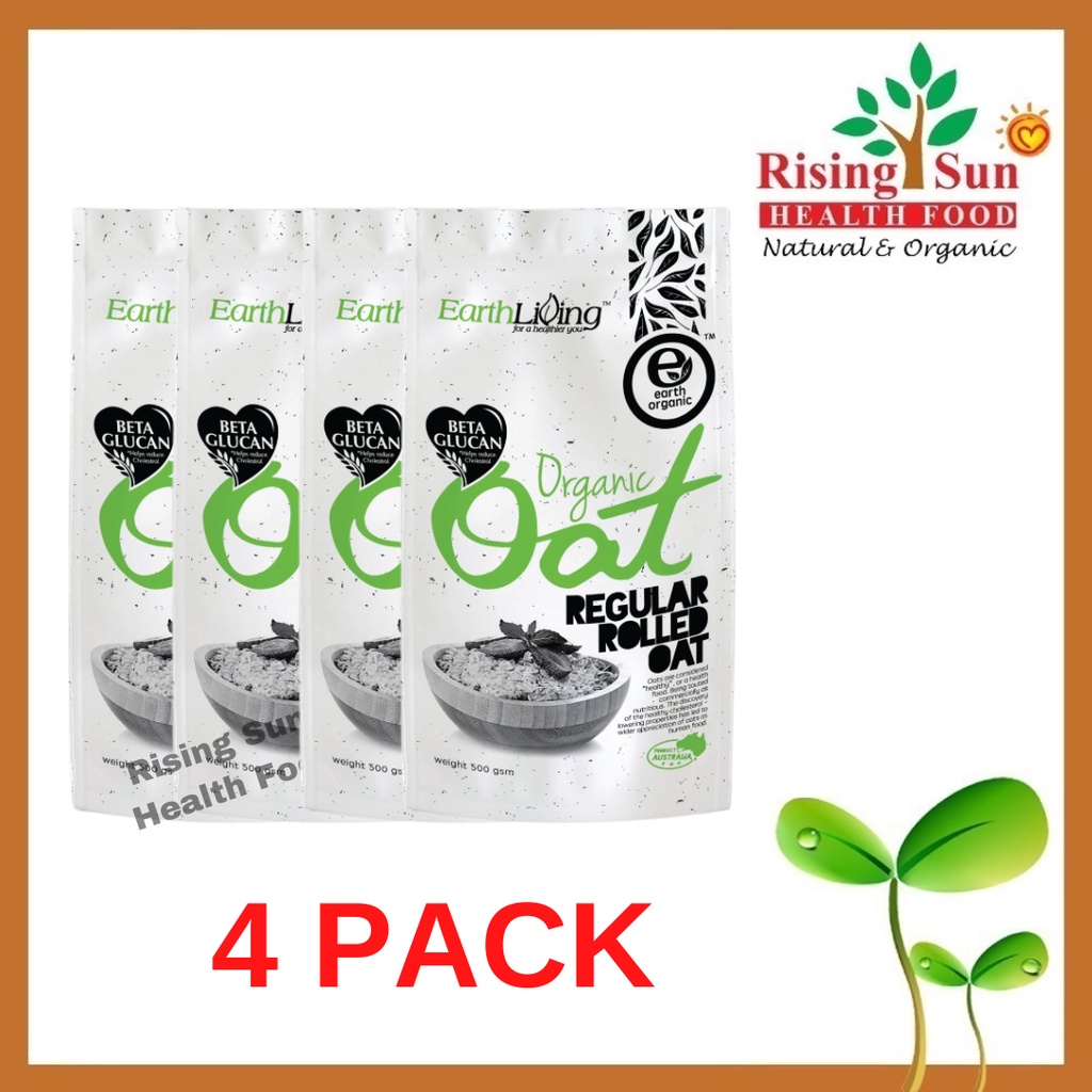 EARTH LIVING Organic Regular Rolled Oat 500g x4 4 PACK Shopee Malaysia