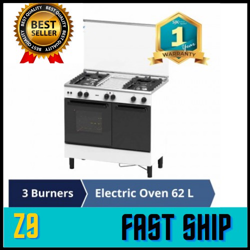 Zanussi 4 Burner Freestanding Gas Cooker with 62L Gas Oven ZCG-940W