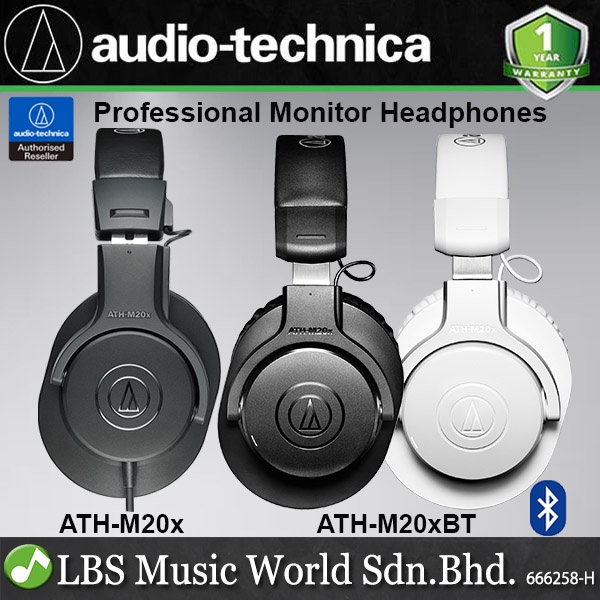 Audio Technica ATH-M20x Closed Back Dynamic Professional Studio Over Ear Monitor Headphone (ATH M20X)