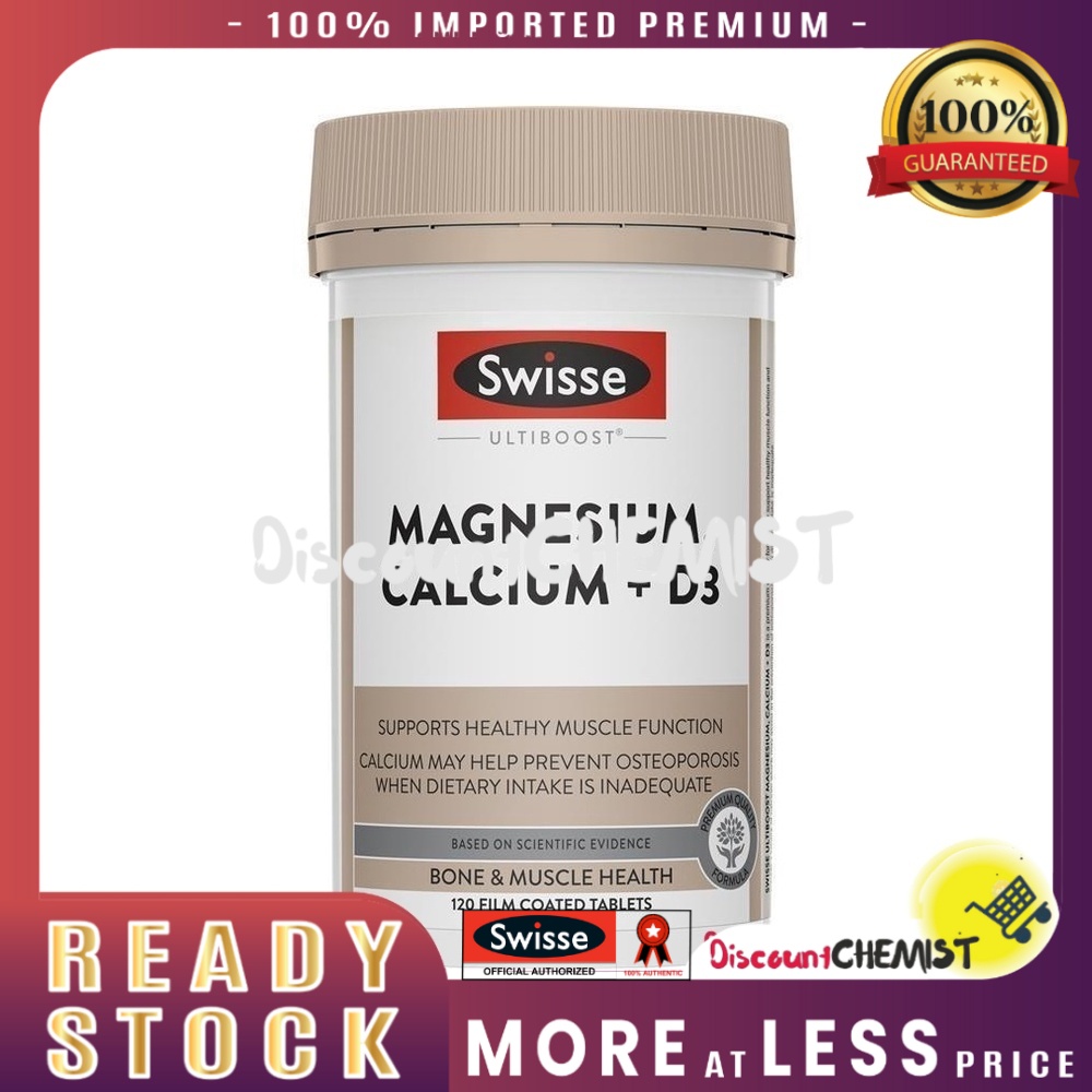 [100 IMPORTED PREMIUM] SWISSE Magnesium Calcium + Vitamin D3 (120