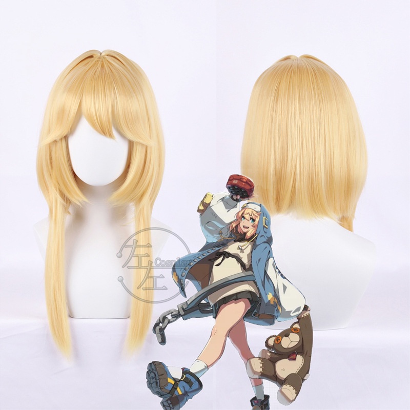 Jecarden Game Guilty Gear Bridget Cosplay Wig Bridget Golden Long Heat Resistant Synthetic Hair