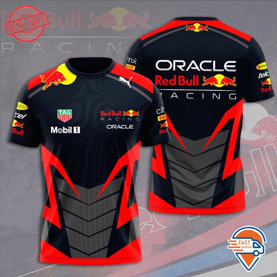 Hot Men Red Bull Racing F1 Team Shirt 3D All Over Print Tag Heuer Mobil 1 S-5XL