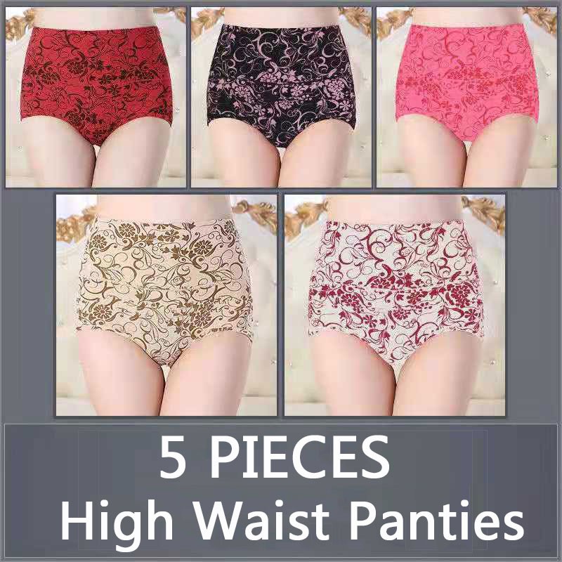 【Stok siap] 5 unit seluar wanita selesa kapas wanita seluar dalam seksi pinggang tinggi penanaman diri seluar dalam kehangatan