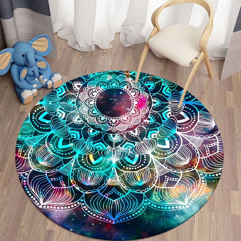 Mandala Round Rug Floor Mat Living Room Rug Polyester Rug Kids Room Decor Mat Prayer Mat Area Rug