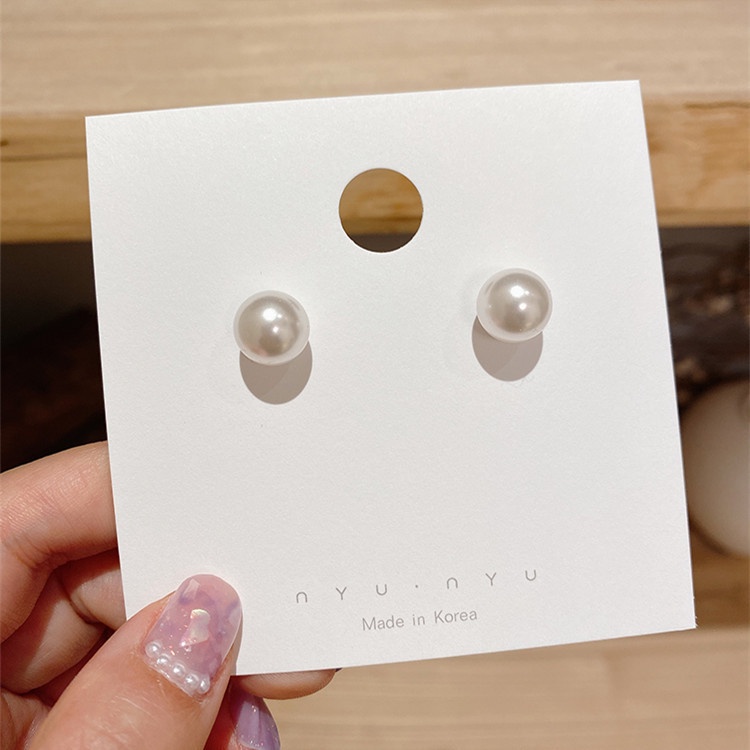 Korean Exquisite Pearl Earrings Female Temperament Simple Small Mini Basic Style