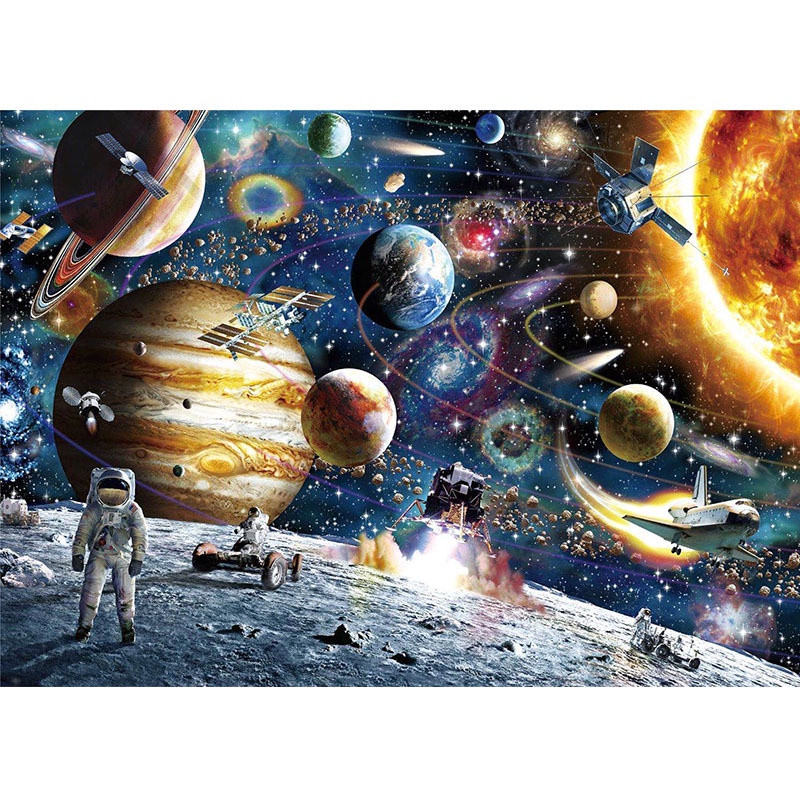 Adult 1,000 Pieces Educational Leisure Passing Time Immersive Experience Technology Theme Space Exploration Letter Partition with High-Definition Dra