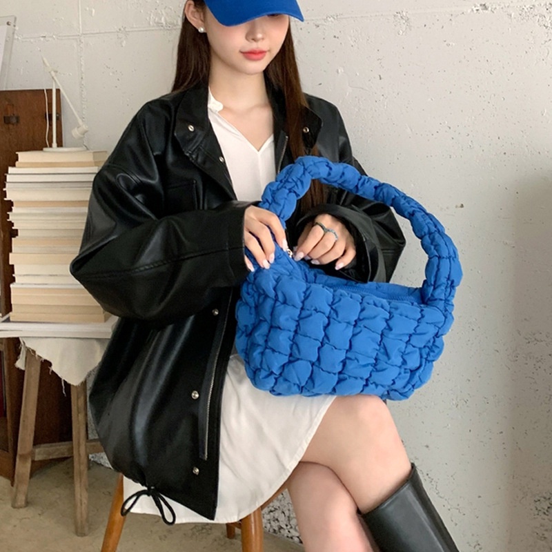 Candy Color Cloud Shoulder Bag Sling bag fluffy Pleated Personality Tote bag Women Fashion Bubble Bag Casual Handbag