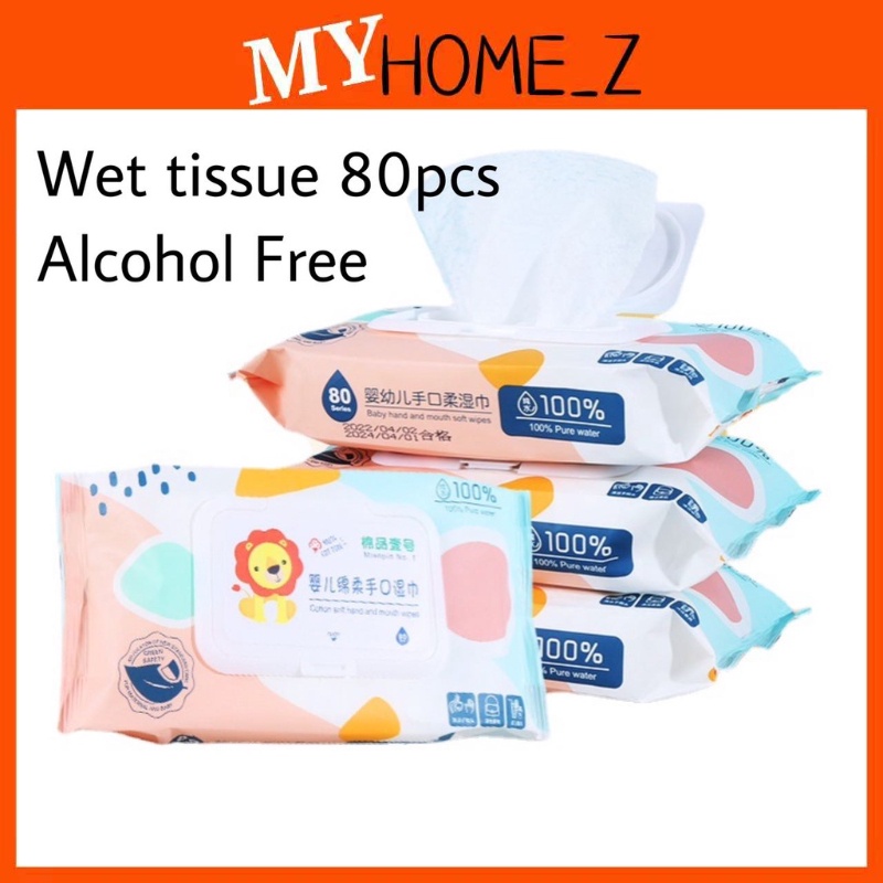 MYHZ_ 80PCS Premium Baby Wet Wipes Tisu Basah Wet Tissue With Cover Non ...