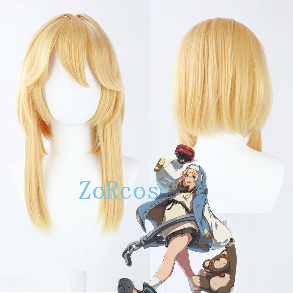 Misscoo Game Guilty Gear Bridget Cosplay Wig Bridget Golden Long Heat Resistant Synthetic Hair