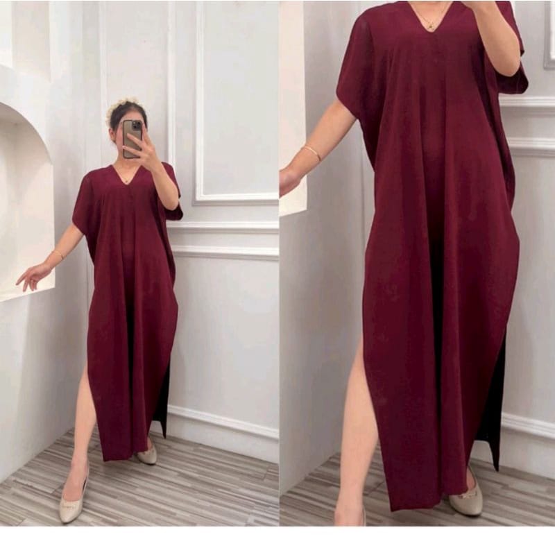 LONG DRESS NAGITA JUMBO CRINKLE AIRFLOW / KAFTAN NAGITA CRINKLE / DRESS V NECK
