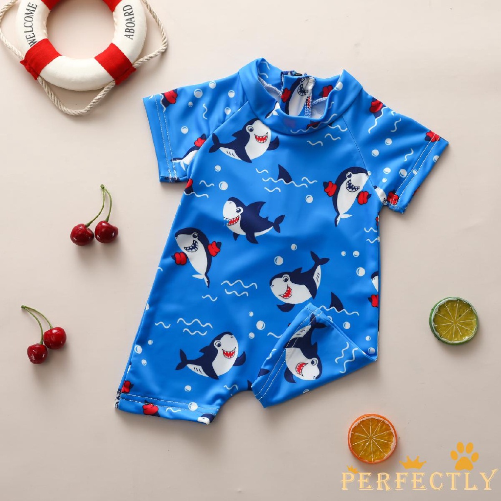 Must Purpose Baby Boy Shark Romper Swimwear Sea Animal Infant Beach Pool Summer Suit New Durable - Image 2