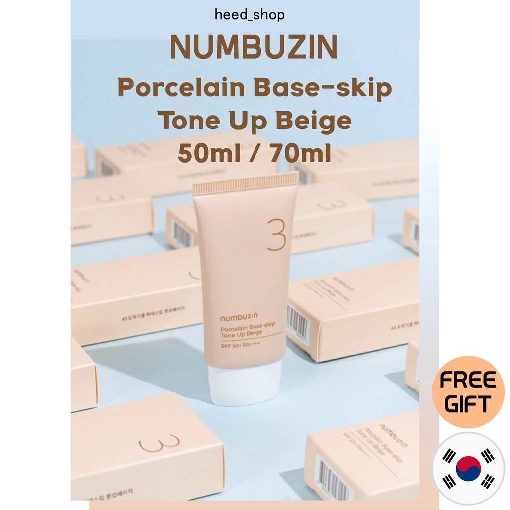 [Numbuzin] No.3 Porcelain Base-skip Tone Up Beige 50ml, 70ml(35ml+35ml) / SPF50++ PA++++ / Free Gift