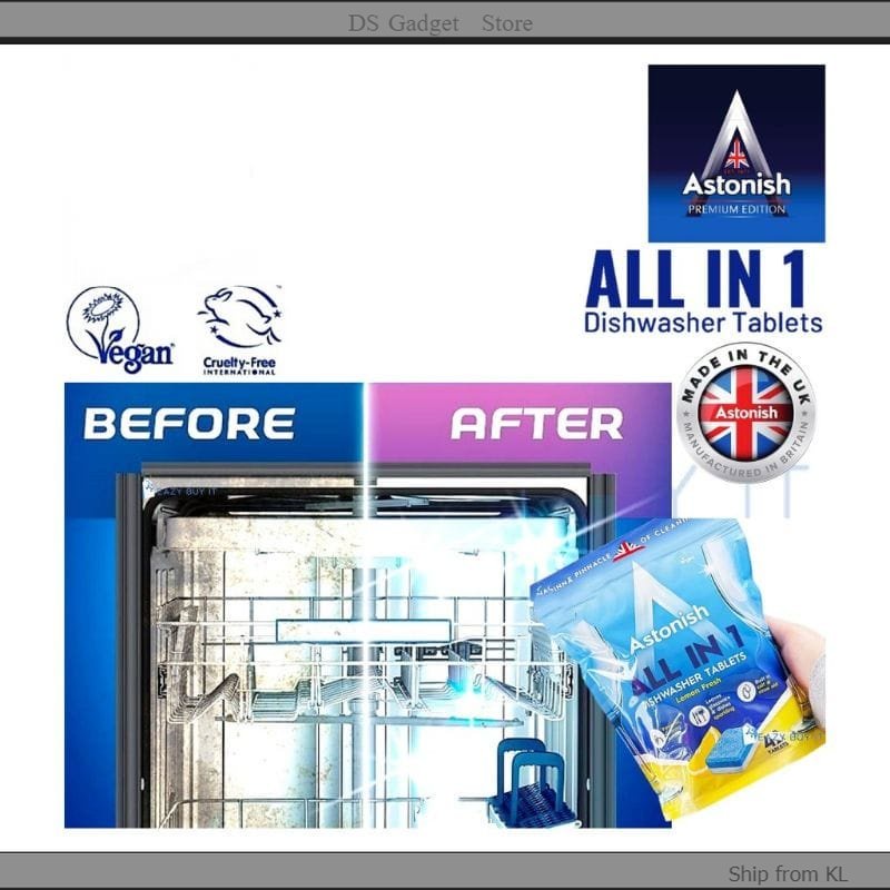 👑READY STOCK!!!ASTONISH All in 1 Dishwasher Tablets x42 TABS C2180