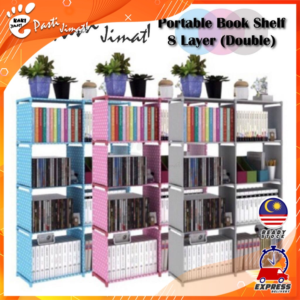 Korean DIY Book Storage Shelf 5 Tier with 8 Columns Bookcase (Portable