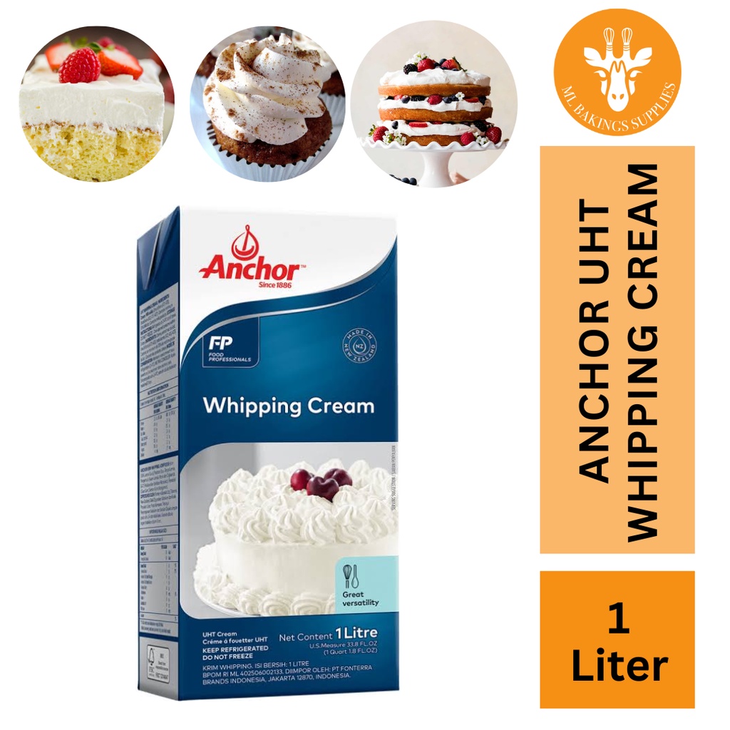 [READY STOCK] ANCHOR WHIPPING CREAM 1L / WHIPPING CREAM / BAKING/ Free
