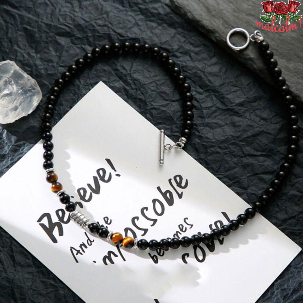 MALCOLM1 Men Bead Necklace Charm Ethnic Clavicle Chain Fashion Clothing Accessories Natural Stone Strand Beaded Simple Fashion Jewelry