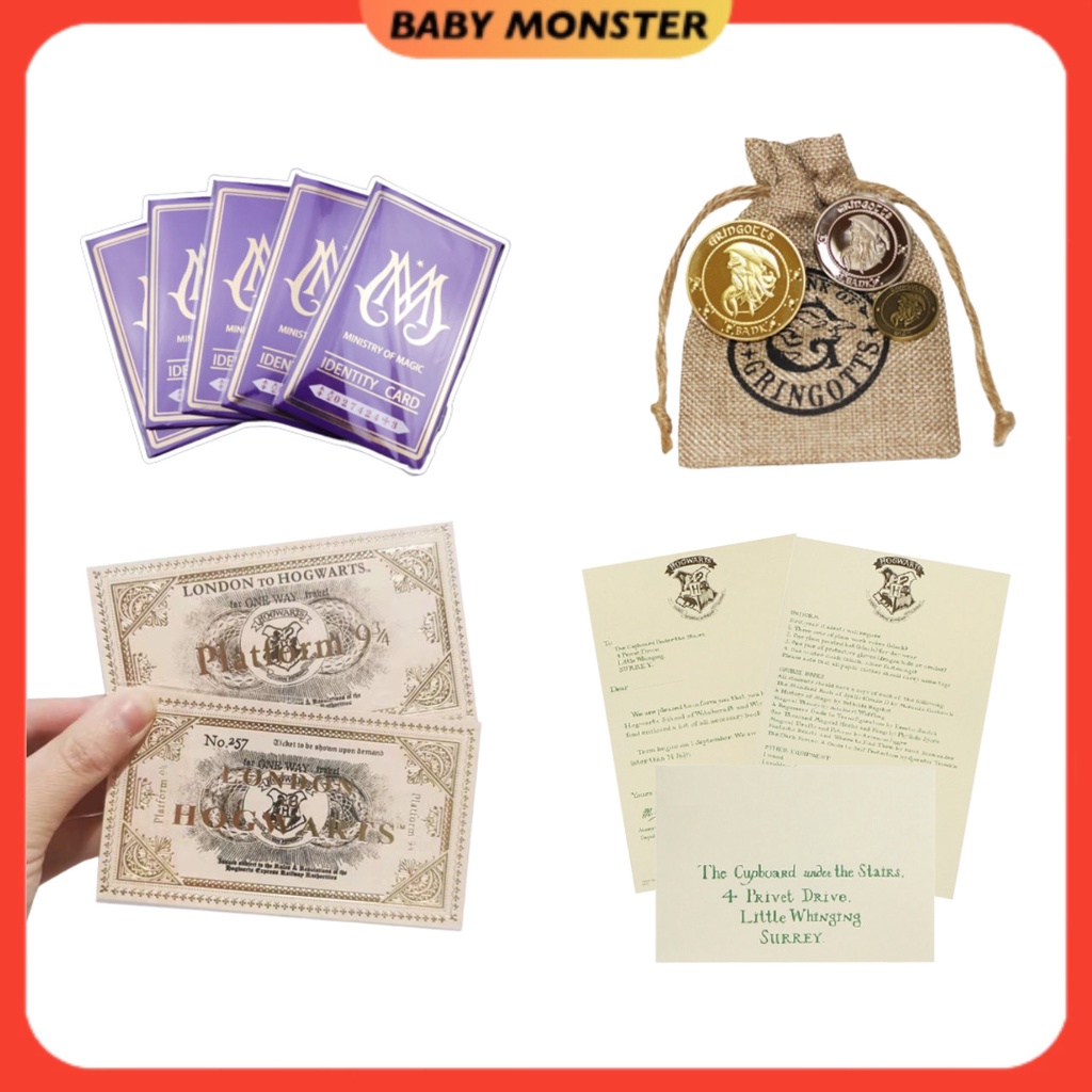 HARGA BORONG BMS H@rry Potter Train Ticket 257 934 Identity Card Invitation Letter Gr1ngotts Bank Coin Bag 哈利波特收藏