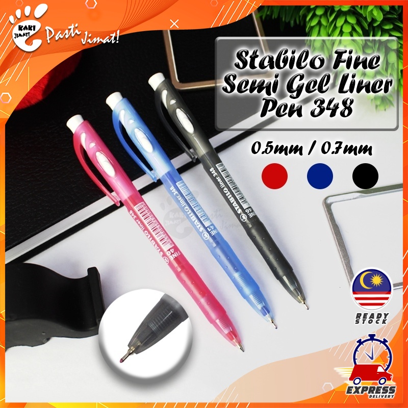 STABILO Liner 348 Semi Gel Ball Pen 0.5mm/0.7mm Office Stationery Pejabat Alat Tulis Retractable Pen Writing Instrument