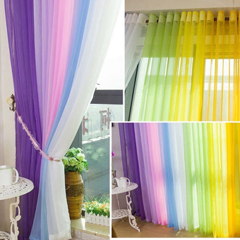 Valances Tulle Voile Door Window Curtain Drape Panel Sheer Scarf Divider