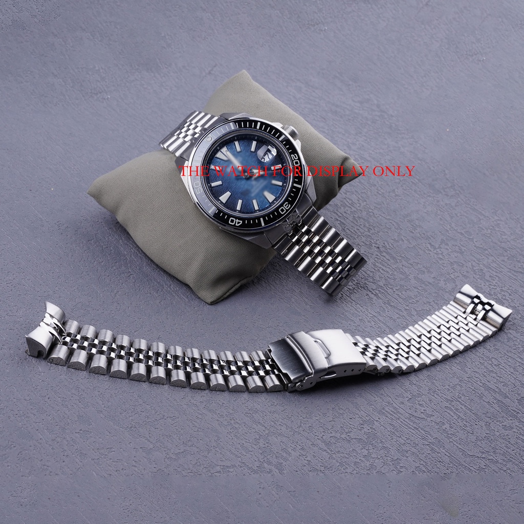 22mm Silver Jubilee Watch Band Bracelets Solid Curved End Strap For