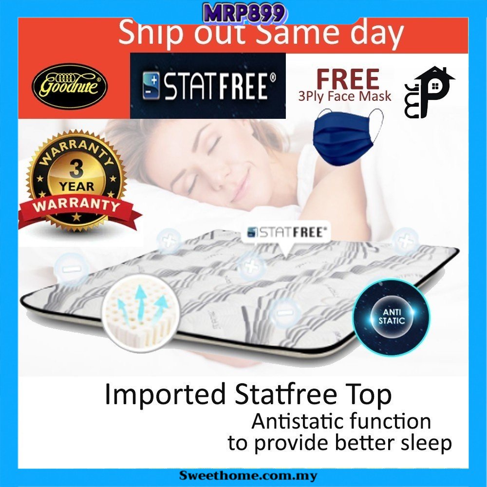 [Anti Static Series] Goodnite Statfree® Comfortable Eco Palm Foam Mattress Topper Pad Tilam