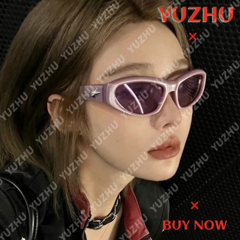 (YUZHU) Cat Eye Y2K Five-Pointed Starry Sky Sunglasses Female Korean Fashion Cyberpunk Millennium Spice Girls Tech Sense Sunglasses Men
