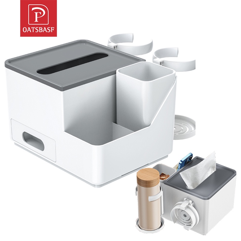 OATSBASF 5 in 1 Car Storage Case Tissue Box Car Trash Bin Center