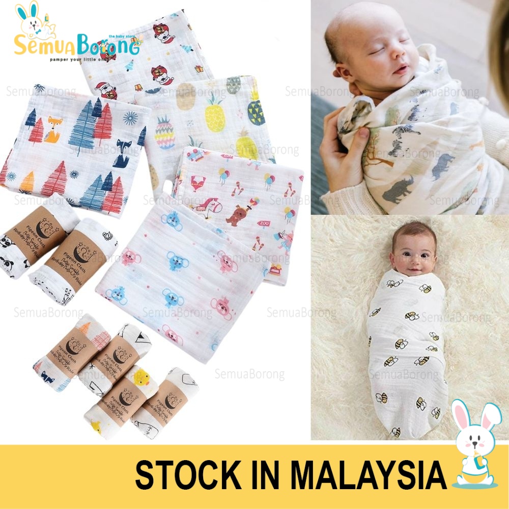 PREMIUM Bamboo Fiber Newborn Baby Muslin Swaddle Wrap Blanket Bedung Bayi Napkin Wrap Bedung Bayi Thin 0519